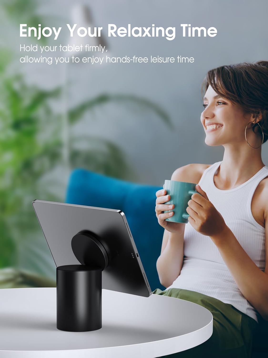 elitehood Heavy Duty Aluminum Magnetic Phone Stand, for Magsafe Stand for iPhone, Adjustable Cell Phone Holder for Desk, Computer Office Desk Accessories, Fits 4-11in iPhone, Kindle, iPads, Tablets