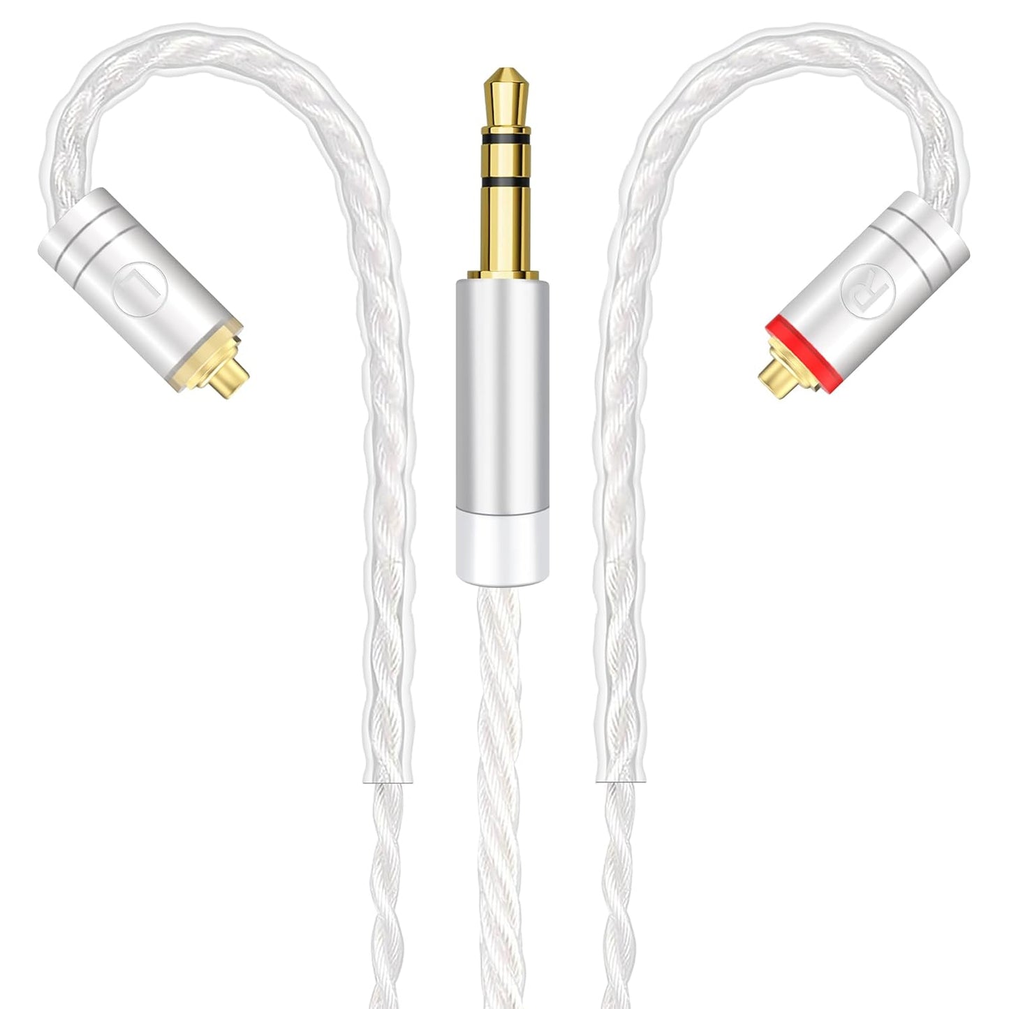 Premium HiFi IEM Cable - Silver-Plated 3.5mm to MMCX Cord, Lossless-Sound in-Ear Monitor Cables for Vibes 201/202, Shure SE215/315/425/535/846-Silver (HC001)