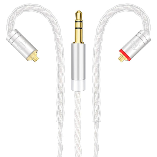 Premium HiFi IEM Cable - Silver-Plated 3.5mm to MMCX Cord, Lossless-Sound in-Ear Monitor Cables for Vibes 201/202, Shure SE215/315/425/535/846-Silver (HC001)