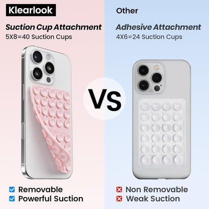 Klearlook 4Pack Silicone Suction Cup Phone Case Mount Double Sided, Sticky Phone Grip for Cell Phone, Hands-Free Phone Accessories for Selfies and Videos, Light Blue & Light Pink & Black & White