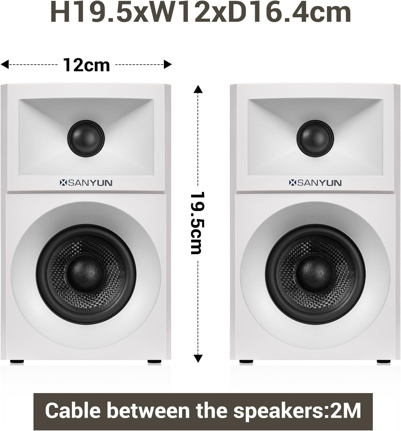 SW203 4.0 Computer Speakers - 60W 4-Way DSP Control 3D Immersive Sound - 3" Carbon Fiber Woofer & 20mm Silk Dome Tweeter - 24bit DAC USB/Bluetooth 5.4/AUX - Studio-Grade Audio (Pair, White)