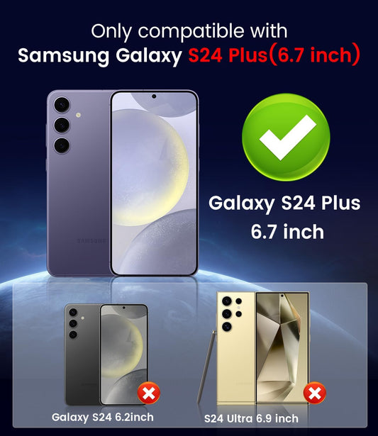 Magnetic for Samsung Galaxy S24 Plus Case [Compatible with MagSafe][Built-in Camera Lens Protector] Slim Soft Silicone Bumper Shockproof Metallic Luster Phone Case (Gold)