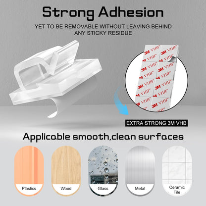 100PCS Cable Clips, Adhesive Wire Clips Strong Cord Clips Wire Holders, Cable Management Clips for Desk, Wall, Car, TV, Ethernet Cable (Clear, Medium)