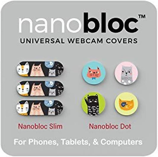 Camera Blocker for Phone & Laptop Webcam Cover Slides - 7-Piece Set, Cats Design - Ultra-Thin Universal Webcam Privacy Cover for Phones, Laptops & Tablets - Nano Suction No-Residue Dots & Bars