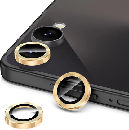 for Samsung Galaxy Z Flip 7 Camera Lens Protector, Individual Metal Ring Tempered Glass Lens Cover, [Strong Adsorption] Scratch Resistant Ultra-Thin HD Clear Lens Cover, 1 Set-Gold