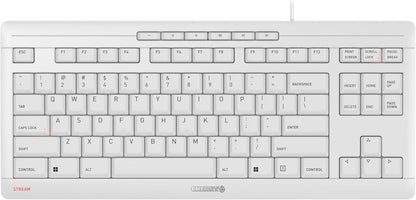 Cherry Stream Keyboard TKL Wired USB Keyboard TenKeyLess Compact Version Without Number Pad. Super Silent Keystroke. Ideal for Office and Industrial Use. White