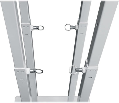 Rockville RTP33-TV Pro White Totem Stand 220 lbs DJ Speaker/Lighting/TV Mount, Detachable TV Mount, Adjustable 39-69 inch Height, Black/White Scrims, for DJs and Event Planners