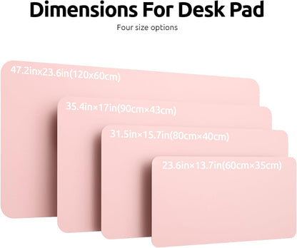 YSAGi Leather Desk Protector, Office Mat, Large Mouse Mat, Non-Slip PU Leather Blotter, Laptop Pad, Waterproof Writing Pad for Office and Home (Light Pink, 47.2" x 23.6")