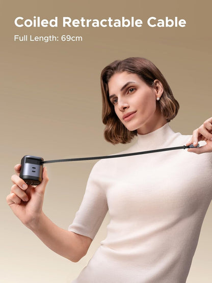 UGREEN Nexode 45W 3 in 1 Compact GaN Charger, Retractable USB C Fast Wall Charger with Foldable Plug, Compatable for iPhone 16/15/14/13/12/11 Series, Galaxy, Pixel, iPad, Space Grey