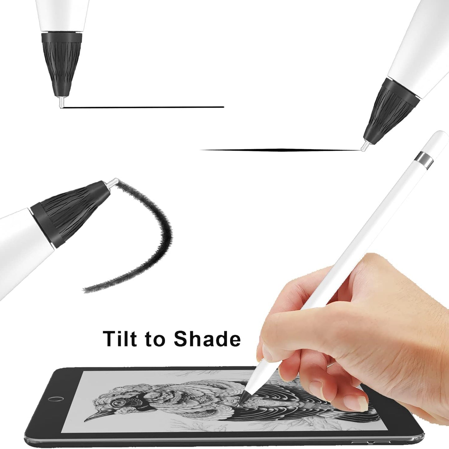 Upgraded Pencil Tips fits for Apple 2nd 1st Gen USB-C iPad Pro Pencil,No Wear Out Fine Point Apple Pen Tip &Noiseless Friction Nib Covers Set, Make iPencil 1 / Pencil 2 Work Like a Charm,Black
