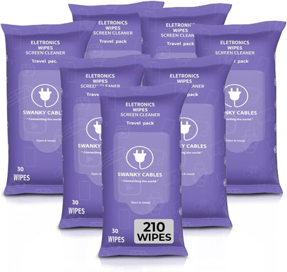 Screen Cleaner Wipes: Electronic Wipes for Screens - Computer Screen Wipes for Lens, Phone, Tv Screen and Monitor Cleaning - Tech Wipes & Microfiber Cloth (Soft Wipes, 210 Count)