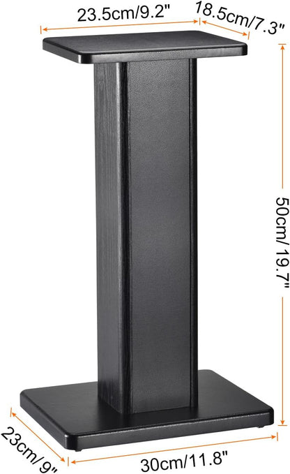 MECCANIXITY Wood Speaker Stands, 2 Pack 19.7 Inch (50cm) Universal Speaker Stand Hollowed Bases Enhanced Audio Listening for Home Theaters Cinema