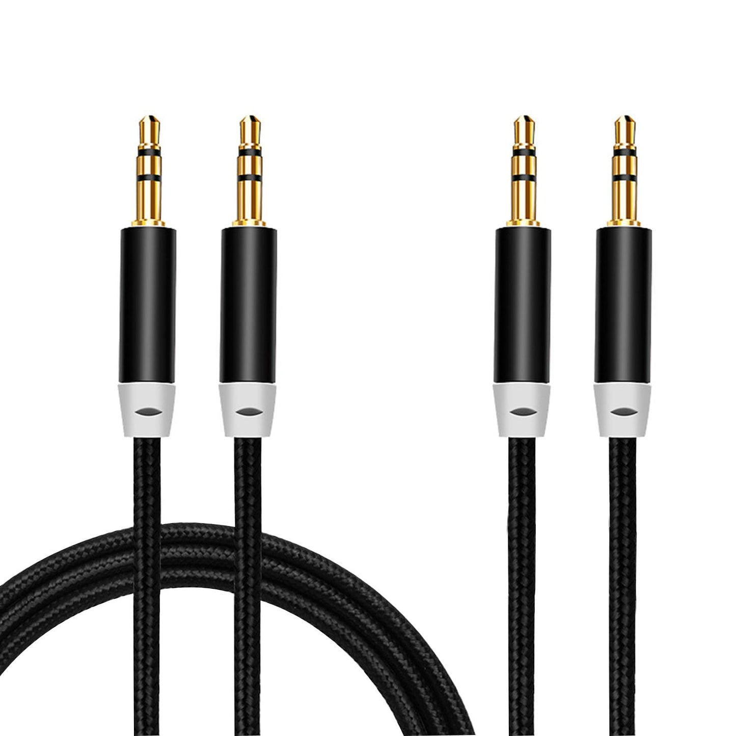 3.5mm Nylon Braided Stereo Audio Cable,(3 Pack) 4.9ft/1.5m Male to Male Aux Cord Audio Cord Compatible iPhones, iPads and Other 3.5mm DC Plug Port Device (Black)