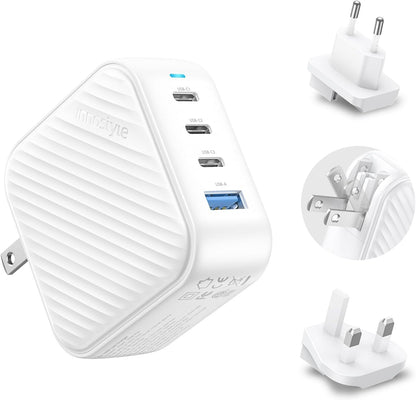 100W USB C Charger 4 Port GaN Wall Charger Block Compact Power Adapter with Folable Plugs for MacBook Air/Pro, Laptop, Tablet, iPad, iPhone, Samsung Galaxy, Apple Watch and More