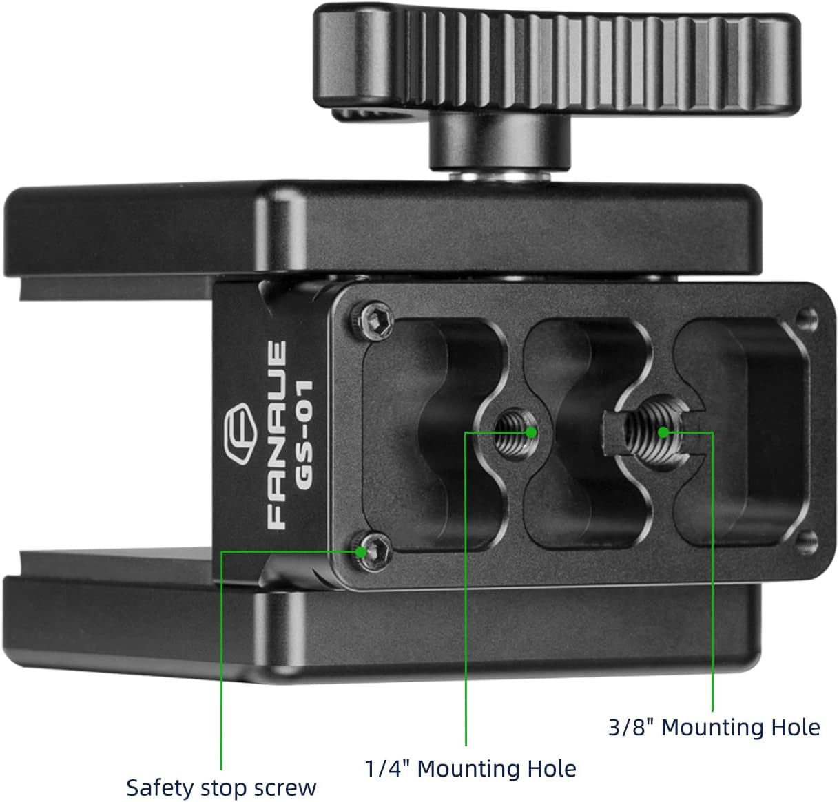 FANAUE GS-01Arca Swiss Rifle Saddle Mount, Hunting Tripod Clamp with Quick Release Plate, Shooting Tripod Rest, Enhanced Accuracy Ball Head & Adapter for Hunting and Shooting