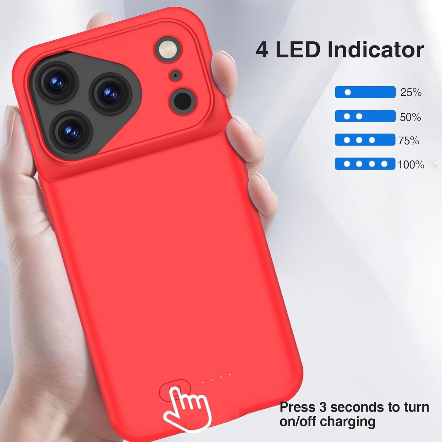 GIN FOXI Battery Case for iPhone 17 Pro, Charging Case Charger 8500mAh Ultra-Slim Lightweight Powerful Battery Pack 15W Fast Rechargeable Anti-Fall TPU Juice Box for iPhone 17 Pro (6.3") Red