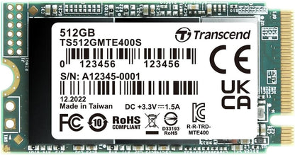 Transcend 512GB MTE400S M.2 2242 PCIe Gen3x4 SSD, Compatible with Ultra-Thin Laptops, Dram-Less Low Power, Up to 2000MB/s, TLC - TS512GMTE400S