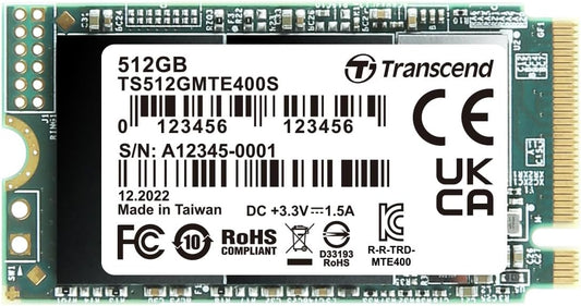 Transcend 512GB MTE400S M.2 2242 PCIe Gen3x4 SSD, Compatible with Ultra-Thin Laptops, Dram-Less Low Power, Up to 2000MB/s, TLC - TS512GMTE400S