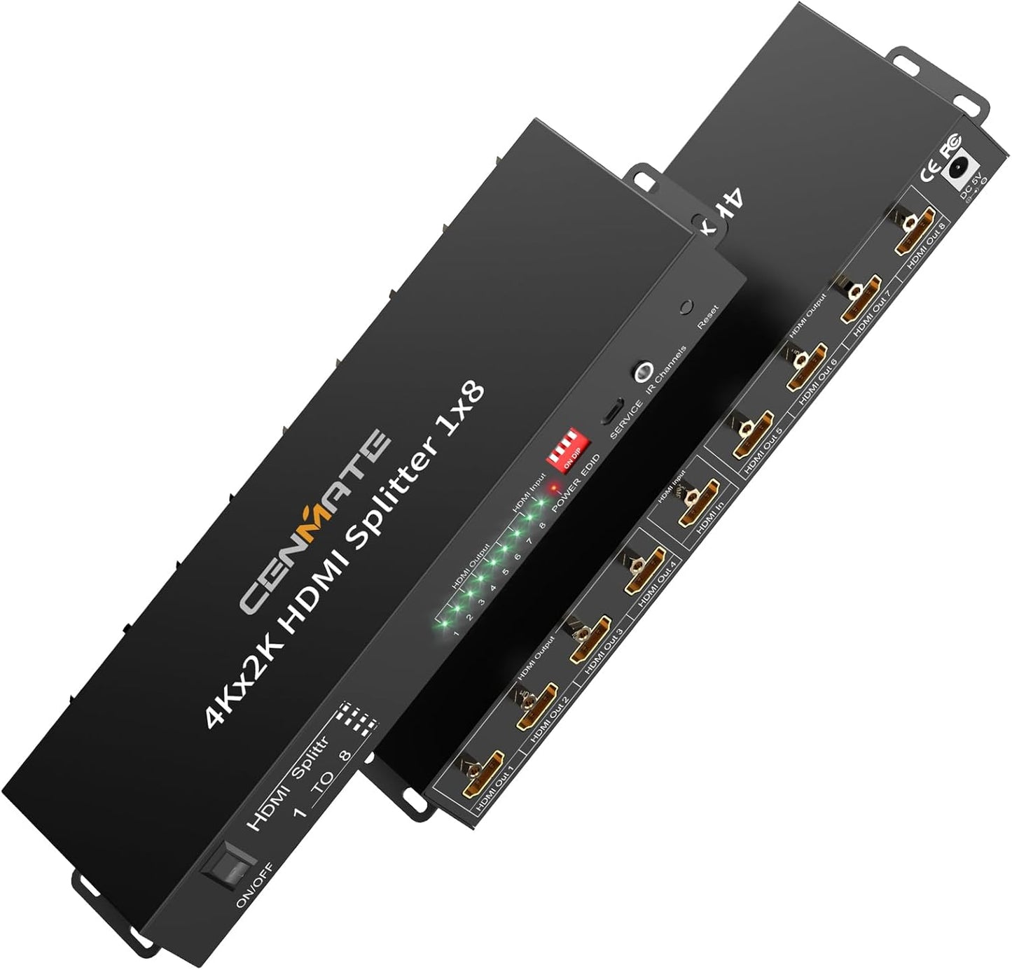 4K 1x8 HDMI Splitter 1 in 8 Out, 8 Port HDMI Splitter Support 4Kx2K@30Hz Duplicate/Mirror, HDM 1.4, EDID, HDCP, 3D Video Play for Projector, HDTV