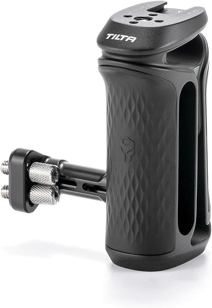Tilta Xeno Side Handle for Filmmakers & Cameras - Black | Secure Connection & Helps Prevent Rotation | Adjustable Height | Textured Silicone Grip | Convenient Assembly (Dual 1/4″-20)