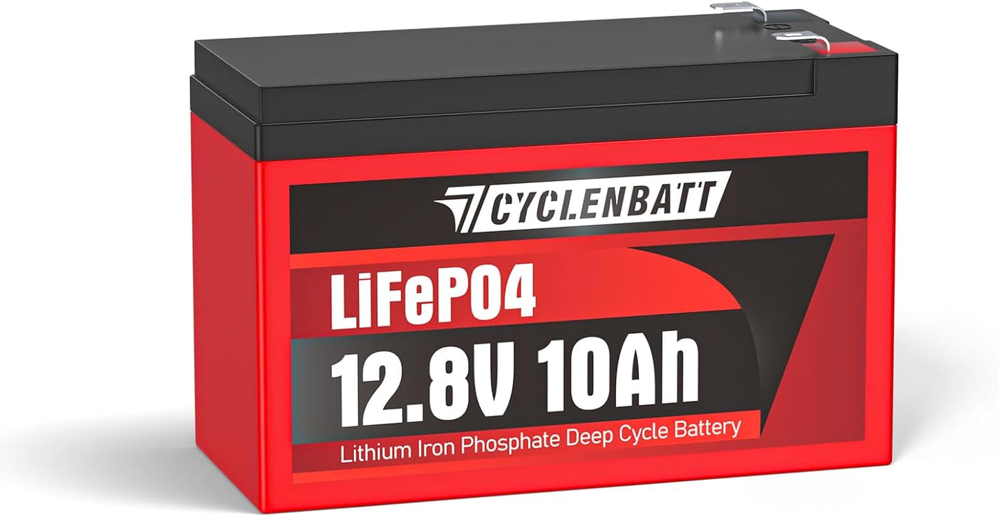 12V 10Ah Lithium Battery, 5000+ Cycles LiFePO4 12V 10Ah Battery Built-in 10A BMS, 12V Lithium Battery Suitable for Power Wheels, Fish Finder, UPS, Solar Battery, HAM Radio