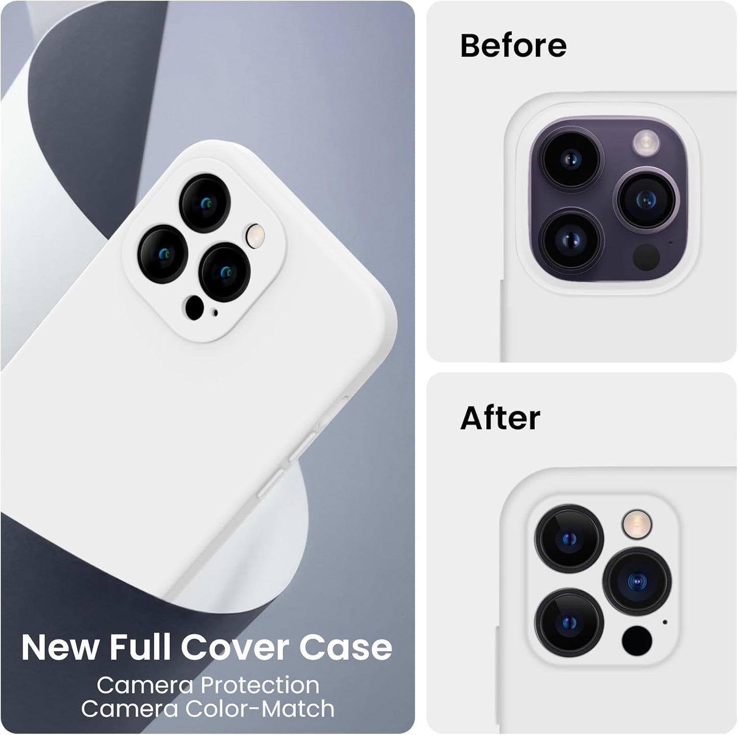 FireNova for iPhone 14 Pro Case, Silicone Upgraded [Camera Protection] Phone Case with [2 Screen Protectors], Soft Anti-Scratch Microfiber Lining Inside, 6.1 inch, White