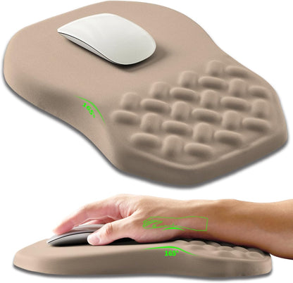 Ergonomic Slope Mouse Pad Wrist Support, Wrist Rest Mousepad for Carpal Tunnel Pain Relief with Massage Bulge and Slow Rebound Memory Foam (12x8 inch, Sand Color)