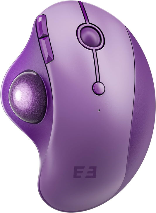 seenda Wireless Trackball Mouse, Bluetooth Rollerball Thumb Control Mice Ergonomic, Rechargeable, Multi Devices Connection Compatible for Mac/Android/Windows Computers - Purple