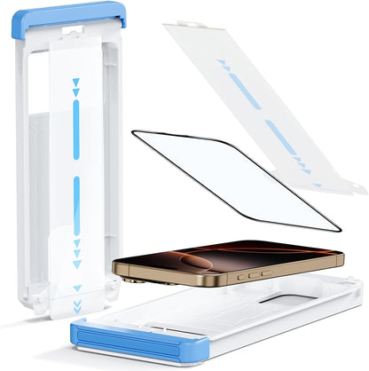 Screen Protector for iPhone 15/16/14Pro Military Grade Tempered Glass Auto-Alignment OneTouch Kit Cell Phone Accessories Bubble Free Case Friendly Auto Dust-Removal Easy Install [1 Pack]