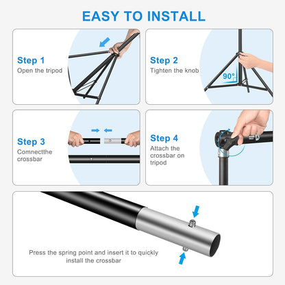 10 x 6.9 Ft Photo Backdrop Support Stand, MSKIRA Adjustable Background Stand, Backdrop Support System Kit for Parties Screen Back Drops Events Decoration, with 6 Clamps, 4 Clips, 2 Sandbags, Carry Bag