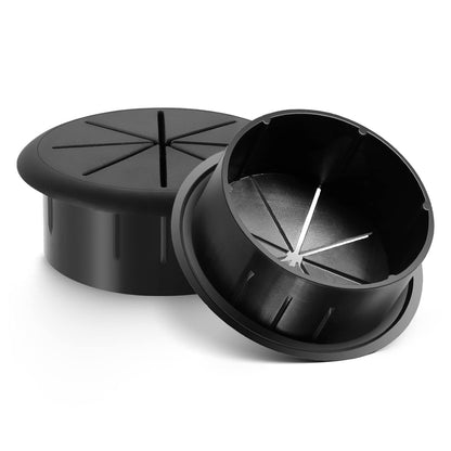 HYCC 2 Inch Desk Grommet Black, Desk Hole Cover for Cables, Flexible Cable Grommet - 5 Pack