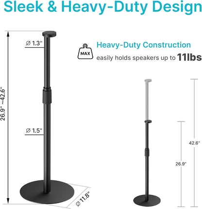 Speaker Stand Compatible with SONOS Era 300 and Era 100, Height Adjustable up to 42.6'', Floor Stand with Cable Management, Speaker Mount, Black, 1 Pack