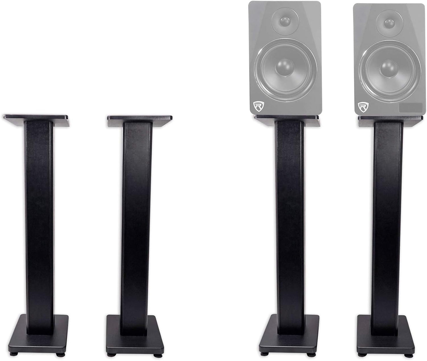 Rockville Pair RHTSB 36 Inch Bookshelf Speaker Stands, High-Performance Wood, Cable Management, Dual Platform Sizes, for Home Theater and Studio Monitors