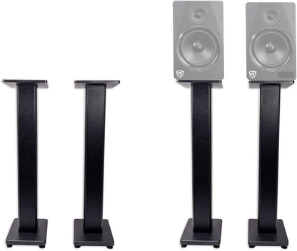 Rockville Pair RHTSB 36 Inch Bookshelf Speaker Stands, High-Performance Wood, Cable Management, Dual Platform Sizes, for Home Theater and Studio Monitors