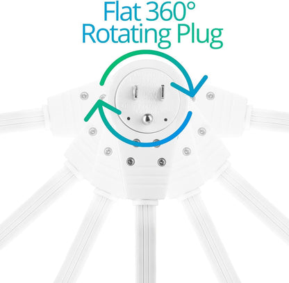 Maximm Monitor Computer Power Cord 6 Ft Flat Plug 360° Rotating PC Cable 3 Prong for, Desktop, Printer, Scanner, 16 AWG NEMA 5-15P to IEC13 - UL Certified