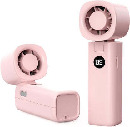 Personal Handheld Fan, Portable 3-in-1 High-Speed Turbo Fan with 5 Gear Wind, USB Mini Personal with 4000mAh Rechargeable Battery for Outdoor/Summer/Travel/Camping/Vacation Essentials Pink