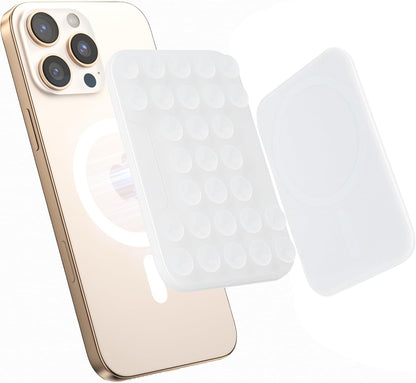 SUPERONE Magnetic Suction Phone Mount for MagSafe Case, Magnetic Silicone Sticky Phone Grip Holder for iPhone 16/15/14/13/12 Series, Hands-Free for Makeup/Selfie/Live Streaming/Vlog/TikTok - Clear