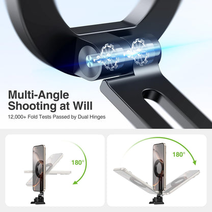 elitehood Aluminum Tripod Phone Mount Adapter for DJI RS 4 Mini, Magnetic Smartphone Tripod Mount with Arca-Standard & Hot Shoe Plate for Camera, Cold Shoe Phone Mount Fit iPhone 16 15 14 Series