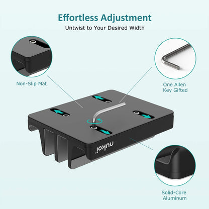 Vertical Laptop Stand - SPACEMax Adjustable GRIPLock Anti-Tip Silicone 4 Slots Aluminum Desktop Holder - Double Dock Stand - 2 Phone Slots Fits Up to 17.3” Laptops, Tablets, Phones - Black