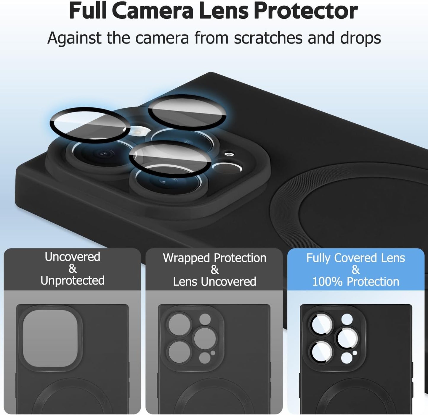 Designed for iPhone 15 Pro Max Case Compatible with Magsafe Cover Camera Lens Protector Military Grade Protection Shockproof Soft TPU Slim Magnetic Phone Case for iPhone 15 Pro Max Black