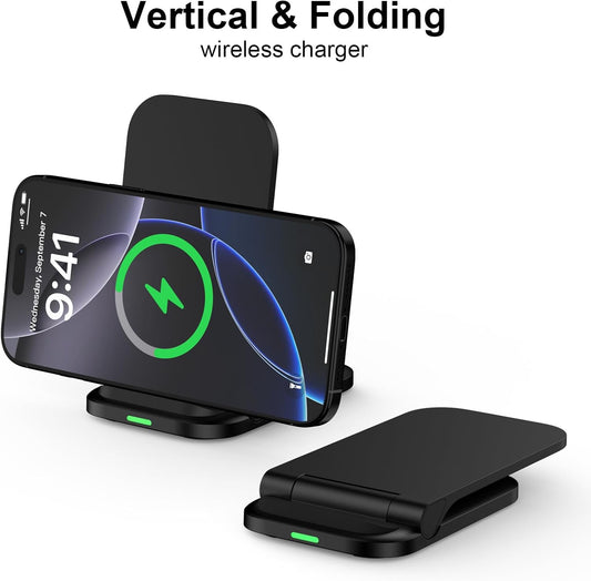 Wireless Fast Charger Stand Foldable Samsung Wireless Charger Fast Charging Station Android Phone Charger Stand for Samsung Galaxy S25 Edge S25 Ultra S25 S24 S23 S22 S21,iPhone 16e 16 Pro Max 15 14 13