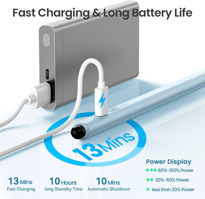 Stylus Pen for iPad(2025-2018),13 mins Fast Charge Pencil with Tilt Sensitivity and Palm Rejection for iPad A16/10/9/8/7/6,Air 13"/11"/M3/M2/5/4/3,Pro 11"/13"/12.9"/M4/M2/M1,Mini 7/6/5,Blue