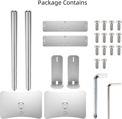 Luxury Floor Stand for Sony HT-A9M2 HT-A9 SA-RRS5 - Aerospace Aluminum Speaker Stand with Adapter Kits, Hi-End Home Theater Accessory, Silver Finish