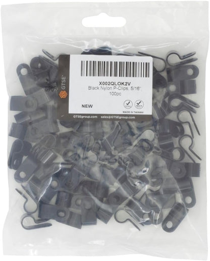 GTSE Black Nylon Plastic Cable Clamps, 5/16" Screw Mounts for Cable, Rope, Tube Management, 100 Pack