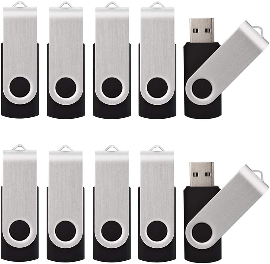 20 Pack USB 2.0 Flash Drives - 32GB Memory Stick, Black