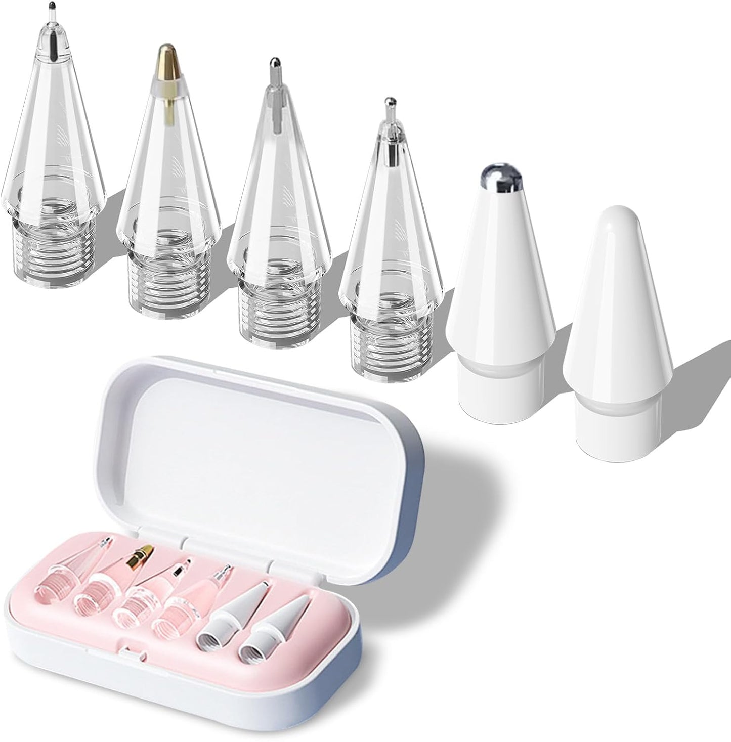 Replacement Tips for Apple Pencil Pro (1st/2nd Gen & USB-C), Upgraded iPad Pen Tips with Carrying Case, Precise Stylus Accessories - 6 Pack, Pink