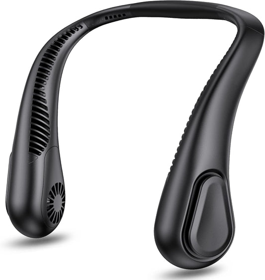 AMACOOL Bladeless Neck Fan Portable Personal Fan 5000mAh Rechargeable Battery Operated Wearable Fan for Women Men Outdoor Sport Travel Patio Garden Work Home Kitchen(Black)