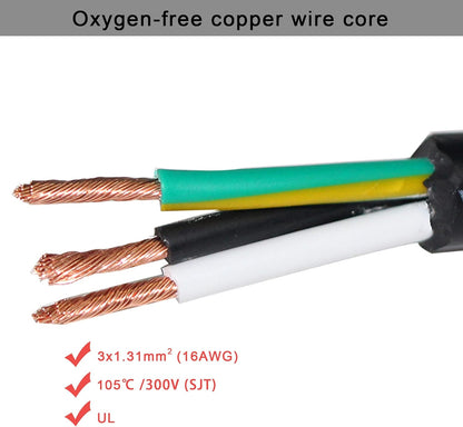 Power Extension Cord Y Splitter - 1FT Right Angled Type Flat Plug NEMA 5-15P 1 to 2 Way Outlet NEMA 5-15R SJT 16AWG 3 Prong Low Profile Black AC Power Cable Wire Extender for TV Computer Monitor