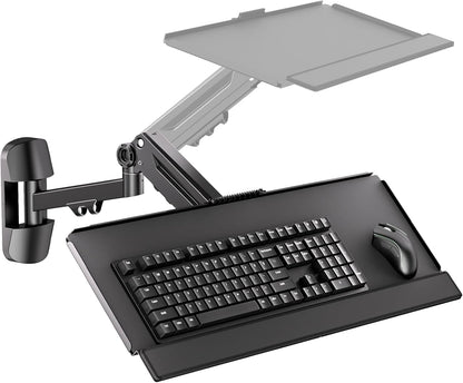 Wall Mount Keyboard Tray- Keyboard and Mouse Stand & Monitor Mount Arm,Height Adjustable Typing Platform Holds up to 26.4 lbs,Black