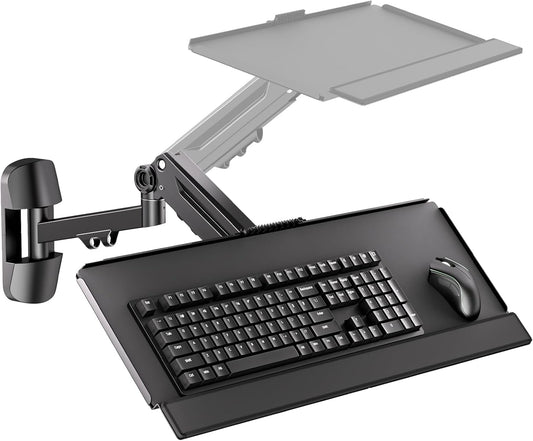 Wall Mount Keyboard Tray- Keyboard and Mouse Stand & Monitor Mount Arm,Height Adjustable Typing Platform Holds up to 26.4 lbs,Black